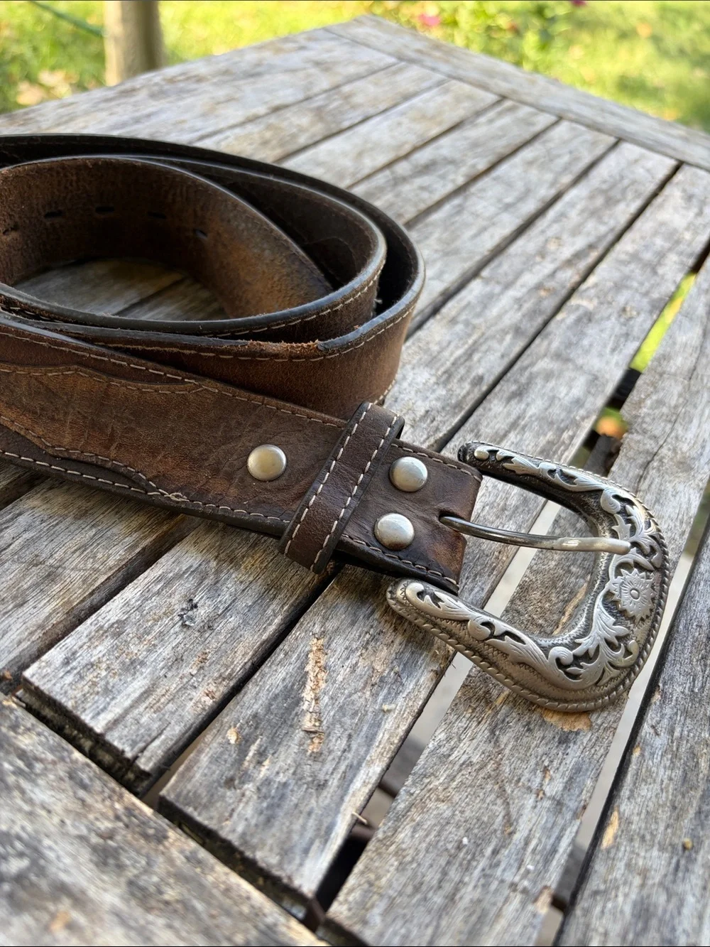 G-BAR-D August Buffalo Leather Western Belt 40 Cowboy Rodeo